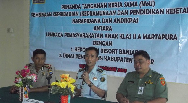 Lapas Anak Martapura Tandatangani MoU Dengan Polres dan Dinas Pendidikan Kabupaten Banjar