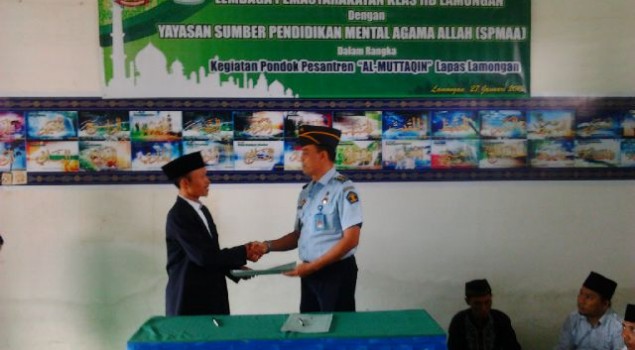 Lapas Lamongan Gandeng Yayasan SPMAA Giatkan Kembali Pesantren Di Lapas Lamongan