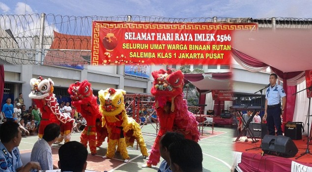 Empat Barongsai Meriahkan Cap Go Meh di Rutan Salemba