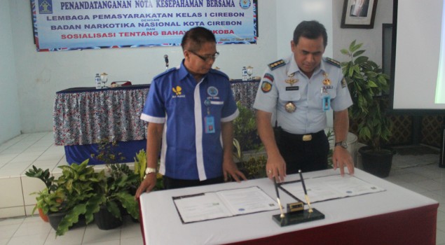 Lapas Klas Cirebon Tandatangan Kerjasama Penanggulangan Narkoba Dengan BNN