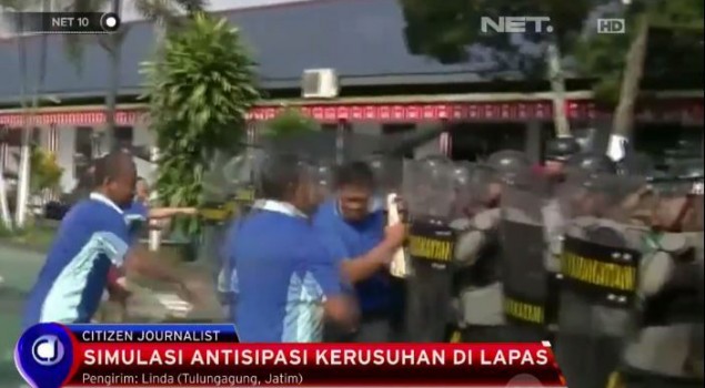 Simulasi Antisipasi Kerusuhan di Lapas Tulungagung