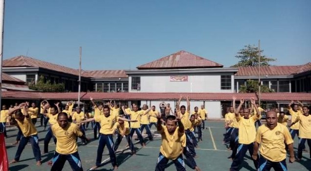 Residen TC Lapas Narkotika Sungguminasa Rutin Olahraga Bersama