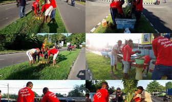 WBP Lapas Nabire Tanam Bunga di Jalur Hijau