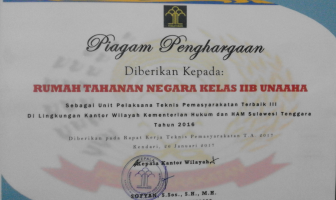 Rutan Unaaha Raih Predikat Terbaik 3 se-Kanwil Sultra