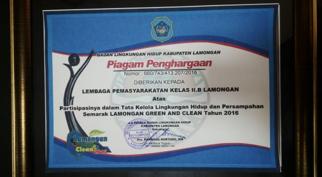 Lapas Lamongan Raih Penghargaan "Green and Clean"