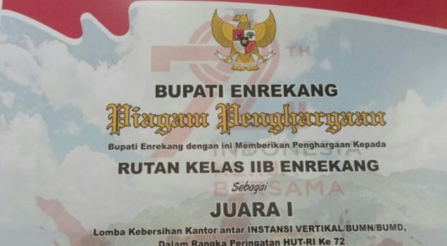 Rutan Enrekang Juara I Instansi Terbersih Kab. Enrekang