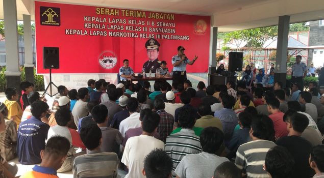 Ratusan WBP Berkumpul di Lapangan Lapas Narkotika Palembang, Ada Apa?