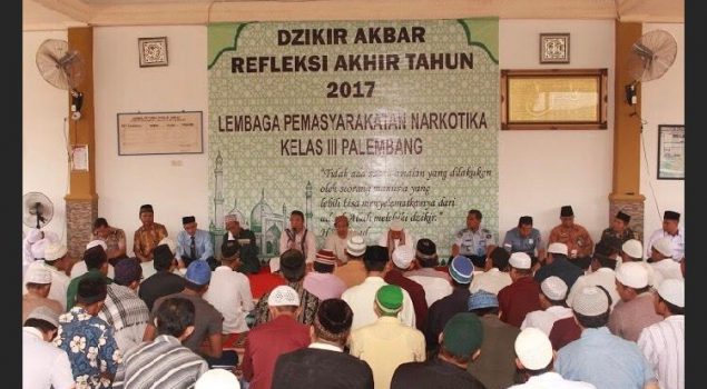 Refleksi Akhir Tahun Lapas Narkotika Palembang Diisi dengan Dzikir Akbar