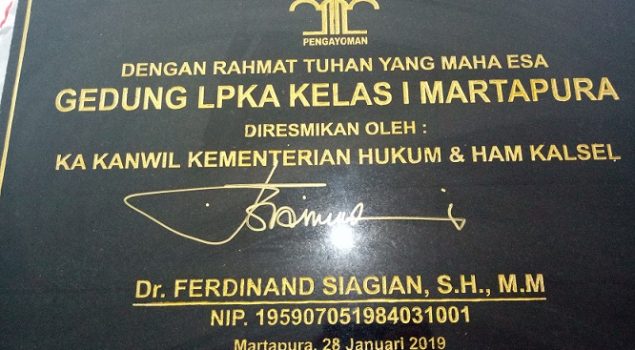 Kakanwil Kalsel Resmikan Gedung Baru LPKA Martapura