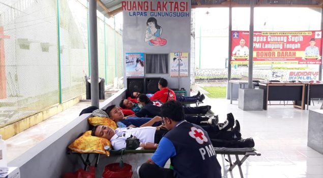 Peduli Sesama,  Lapas Gunung Sugih Laksanakan Kegiatan Donor Darah