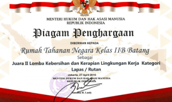 Rutan Batang Juara II Lomba Kebersihan & Kerapian Lingkungan Kerja