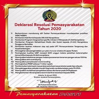 Galeri: UPT Pemasyarakatan Saksikan Deklarasi Resolusi Pemasyarakatan Tahun 2020