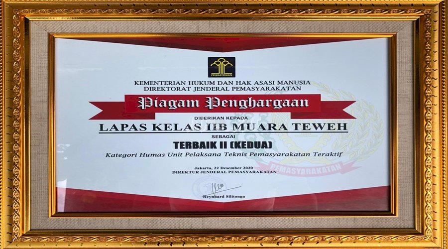 Lapas Muara Teweh Raih Penghargaan Kehumasan Terbaik II