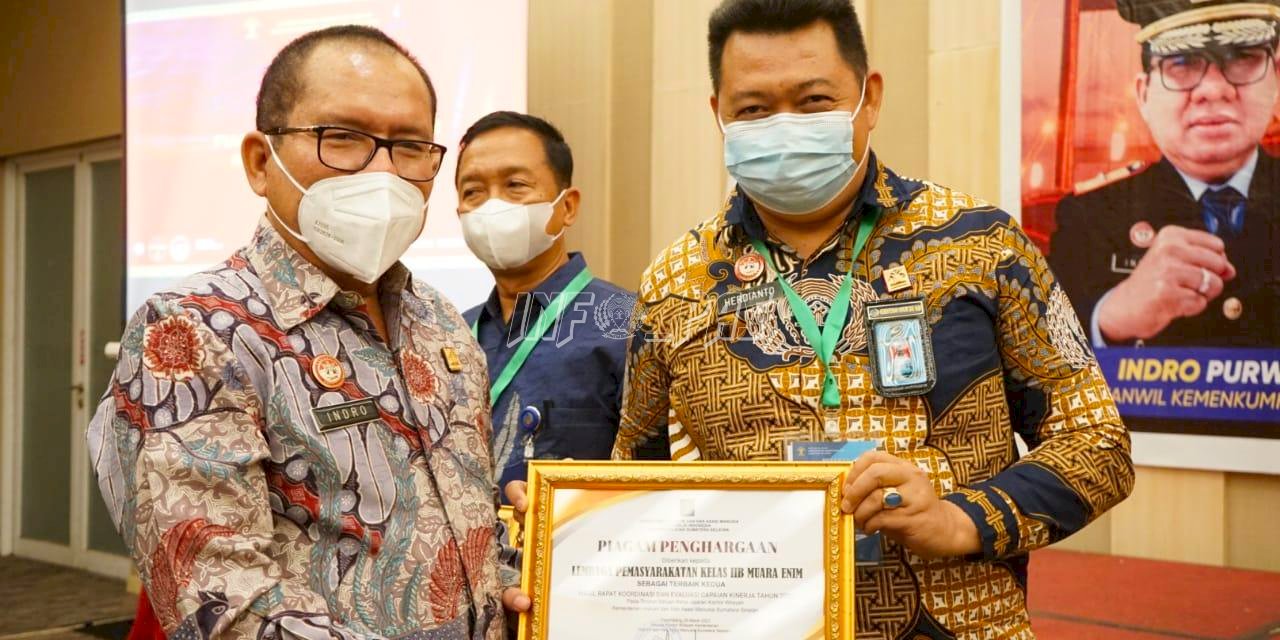 Lapas Muara Enim Dapat Penghargaan, Kalapas: Ini Langkah Awal Raih Prestasi Lainnya