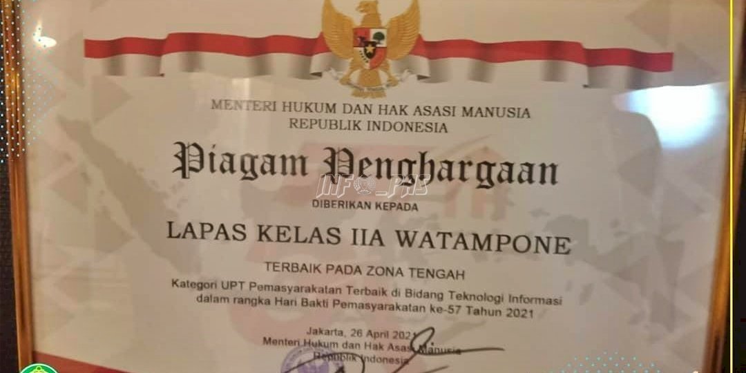 Lapas Watampone Sabet Penghargaan di  Momen 57 Tahun Pemasyarakatan