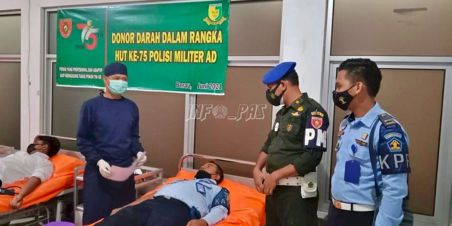 Petugas Rutan Tanjung Redeb Donorkan Darah dalam Peringatan HUT Polisi Militer