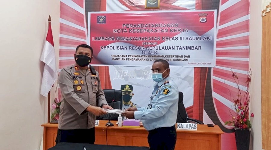 Lapas Saumlaki-Polres Kepulauan Tanimbar Sepakati PKS Bidang Pengamanan