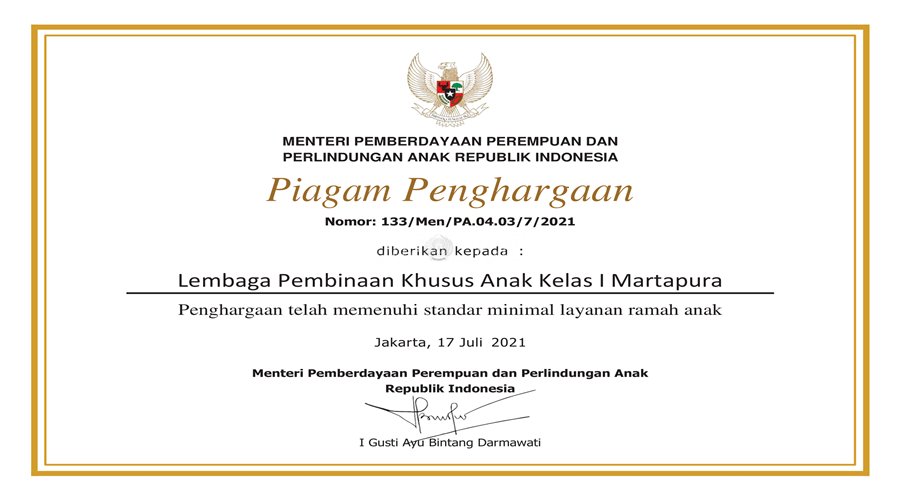 LPKA Martapura Raih Penghargaan dari Kementerian PPPA