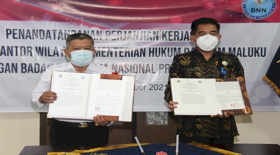 Gencarkan P4GN, Kanwil Maluku Teken PKS dengan BNNP 