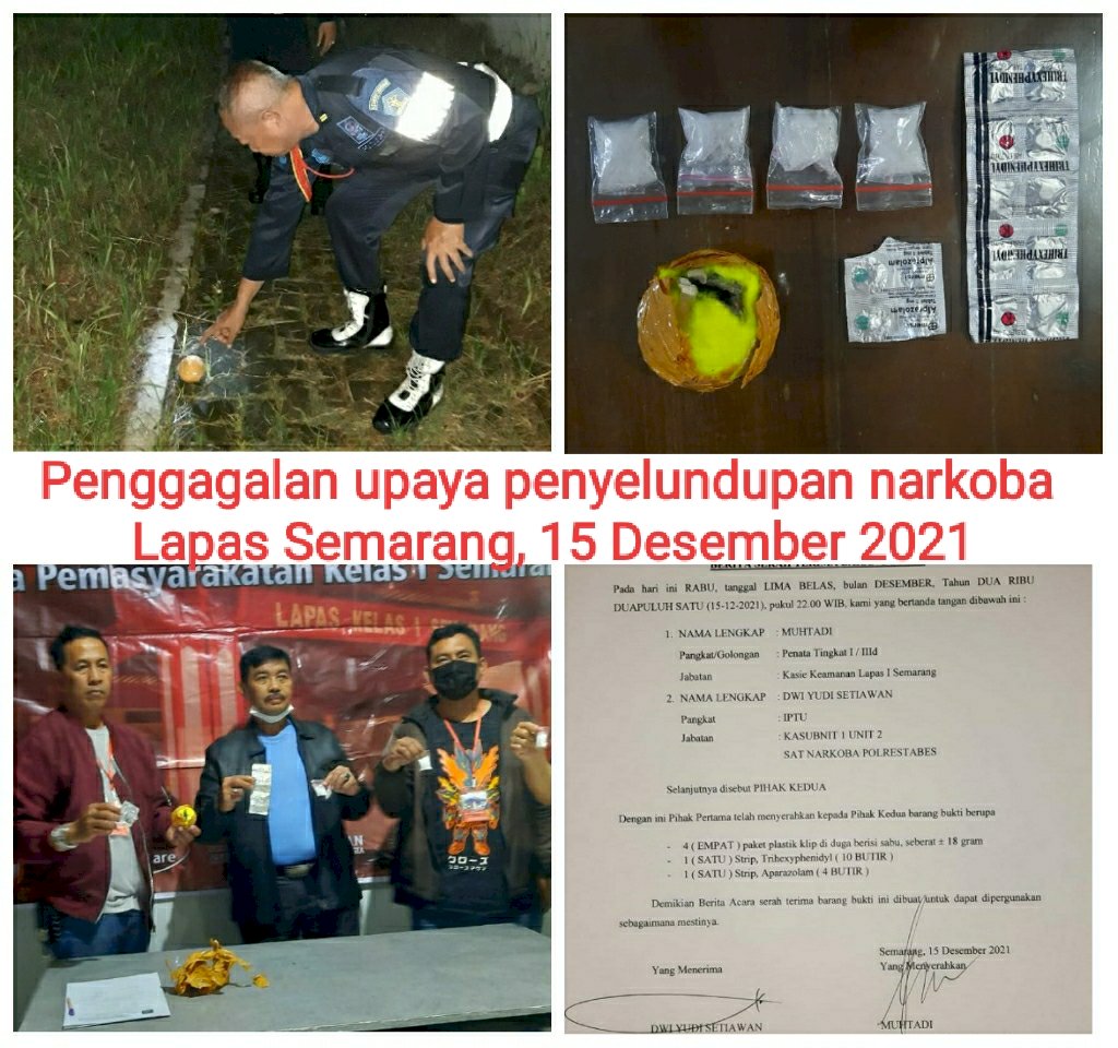 Lagi, Petugas Lapas Semarang Gagalkan Penyelundupan Narkoba