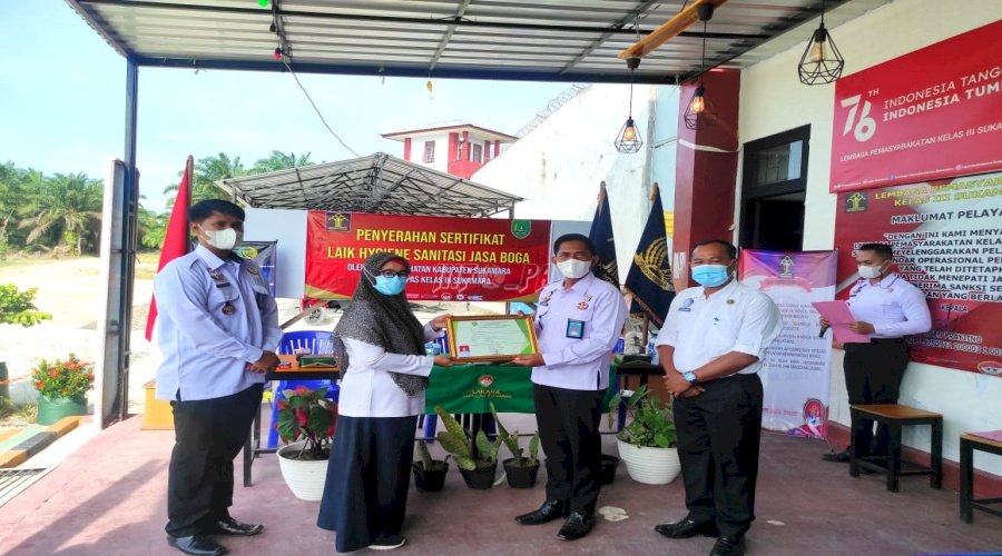 Lapas Sukamara Raih Sertifikat Laik Hygiene Sanitasi Pertama & Nilai Tertinggi di Kab. Sukamara