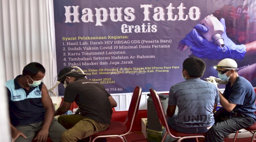 Proses Hijrah, 27 WBP Rutan Pinrang Jalani Hapus Tato Gratis