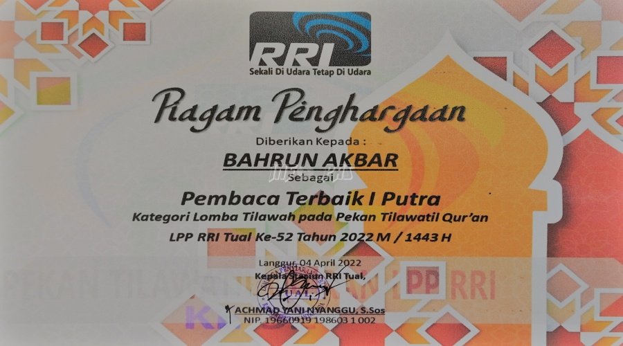 Petugas Lapas Tual Juarai PTQ yang Digelar RRI Tual