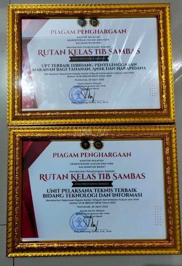 Rutan Sambas Raih 3 Predikat Terbaik Skala Nasional dan Wilayah Kalbar