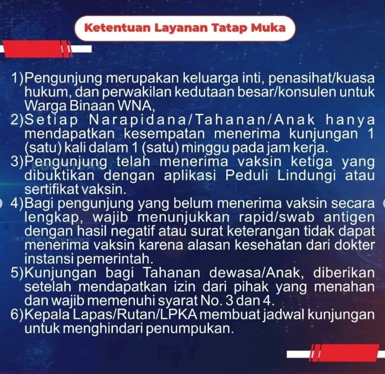 Kunjungan Tatap Muka Kembali Dibuka, WBP Lepas Rindu dengan Keluarga