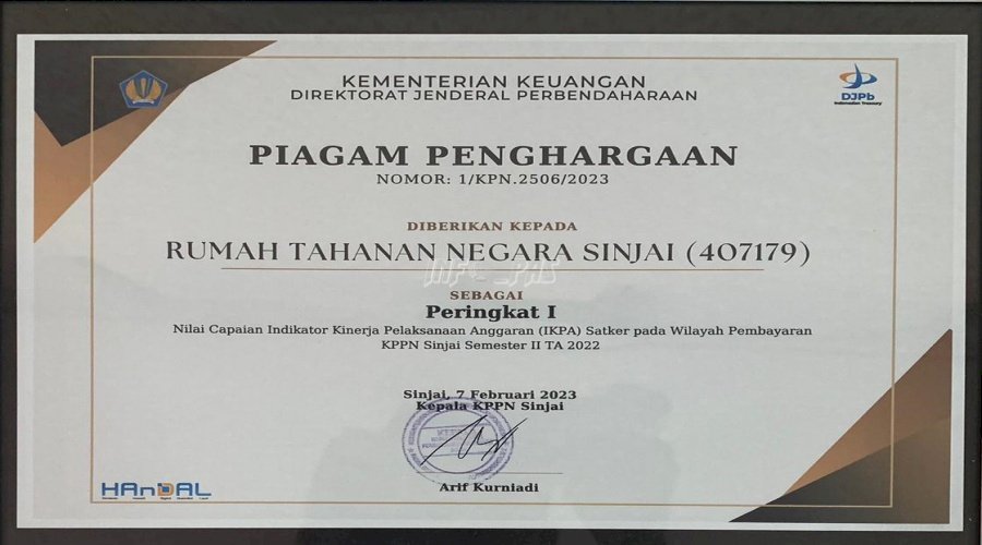 Rutan Sinjai Kembali Raih Penghargaan IKPA TA 2022