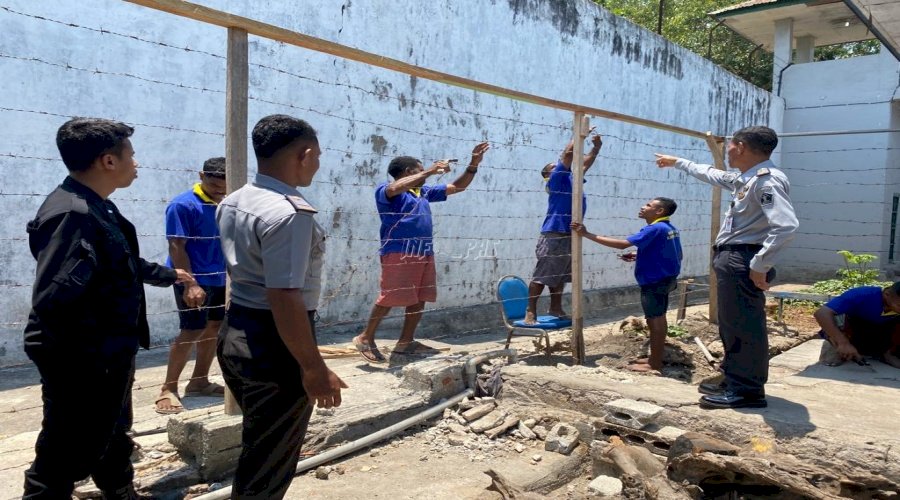 Cegah Gangguan Kamtib, Lapas Kalabahi Bangun Pagar Pembatas Blok Hunian dan Tembok Keliling