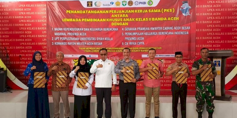 Tingkatkan Program Pembinaan, LPKA Banda Aceh Teken PKS dengan 6 Lembaga Daerah