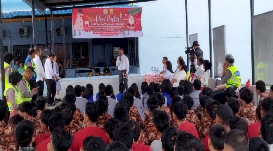 LPKA Medan Sambut Aksi Natal SMP Santo Thomas I Medan