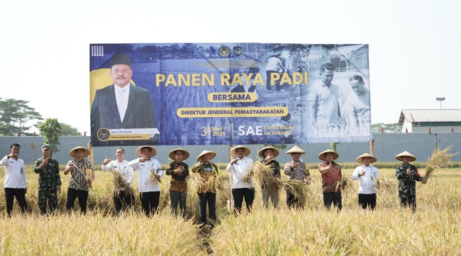 Dirjenpas Pimpin Panen Raya di Lapas Subang, Hasilkan 12 Ton Padi