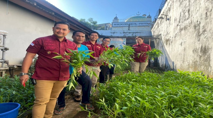 Rutan Klungkung Panen 17 Kg Kangkung di Kebun Rutan