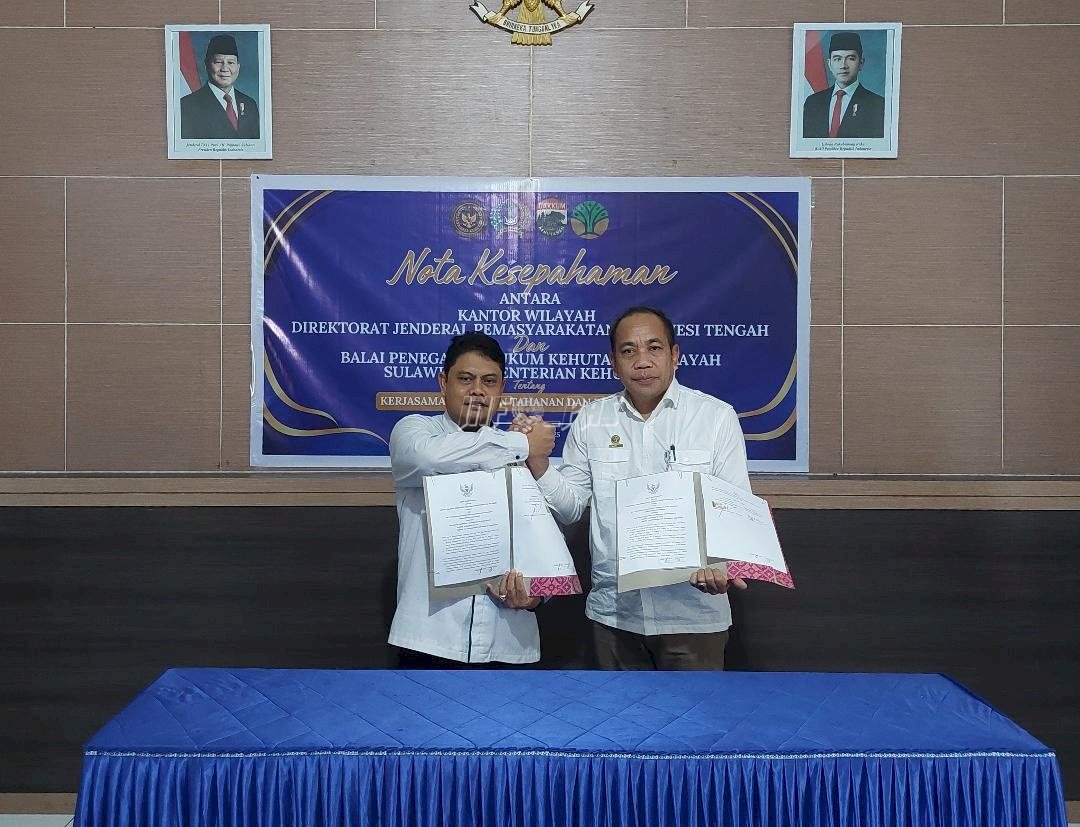  Perkuat Kolaborasi Penegakan Hukum, Kanwil Ditjenpas Sulteng-Balai Gakkumhut Teken MoU