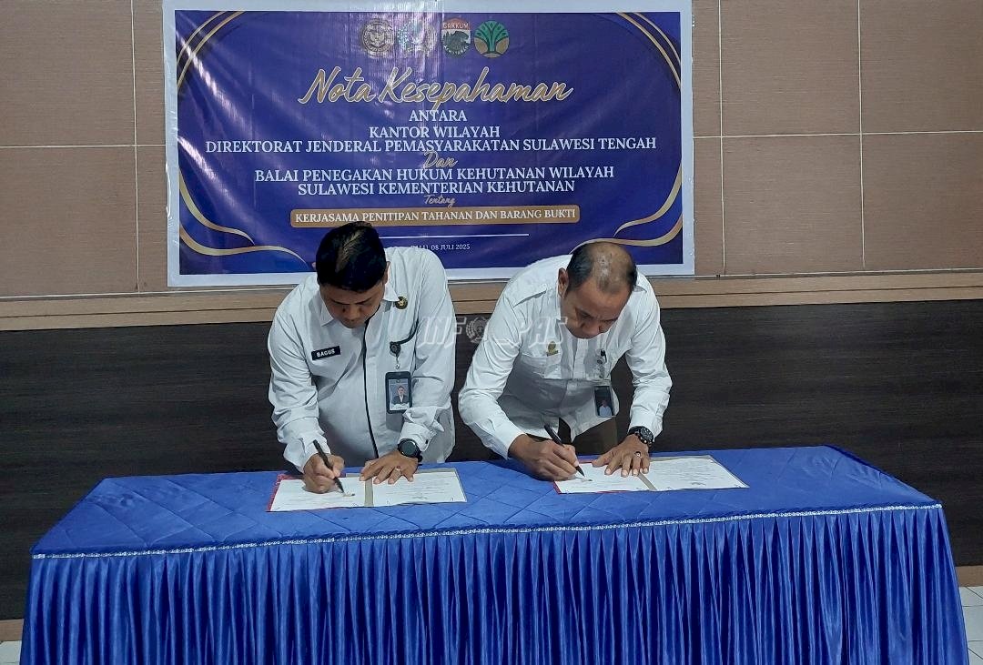 Perkuat Kolaborasi Penegakan Hukum, Kanwil Ditjenpas Sulteng-Balai Gakkumhut Teken MoU