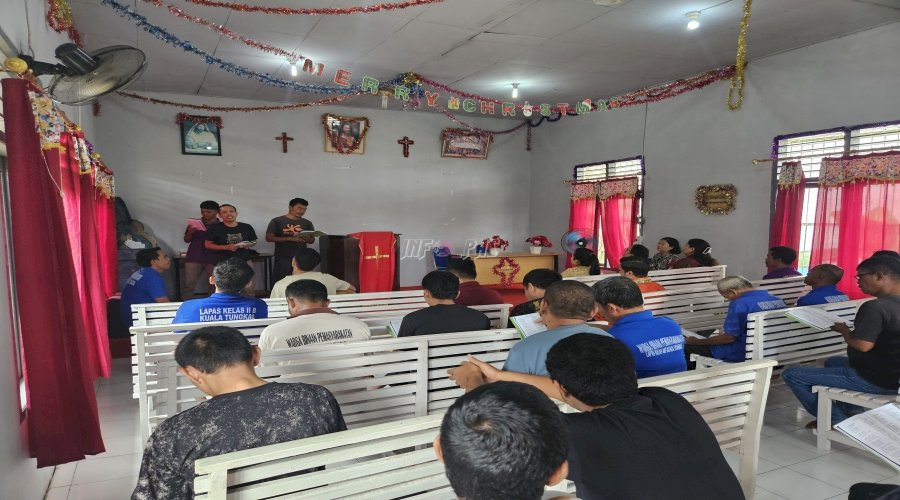 Penuhi Gereja Lapas Kuala Tungkal, Warga Binaan Perkuat Nilai Spritual
