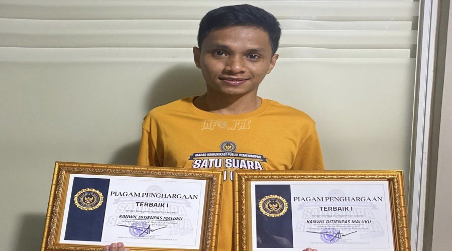 Kolaborasi Apik Lapas Wahai, Kanwil Ditjenpas Maluku Peringkat I Kategori Laporan Program Akselerasi dan Publikasi Berita Website Kemenimipas