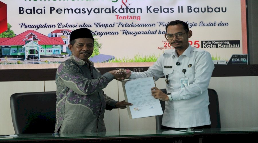 Bapas Baubau dan Kemenag Kota Baubau Sepakati PKS Penyediaan Lokasi Pelaksanaan Pidana Kerja Sosial