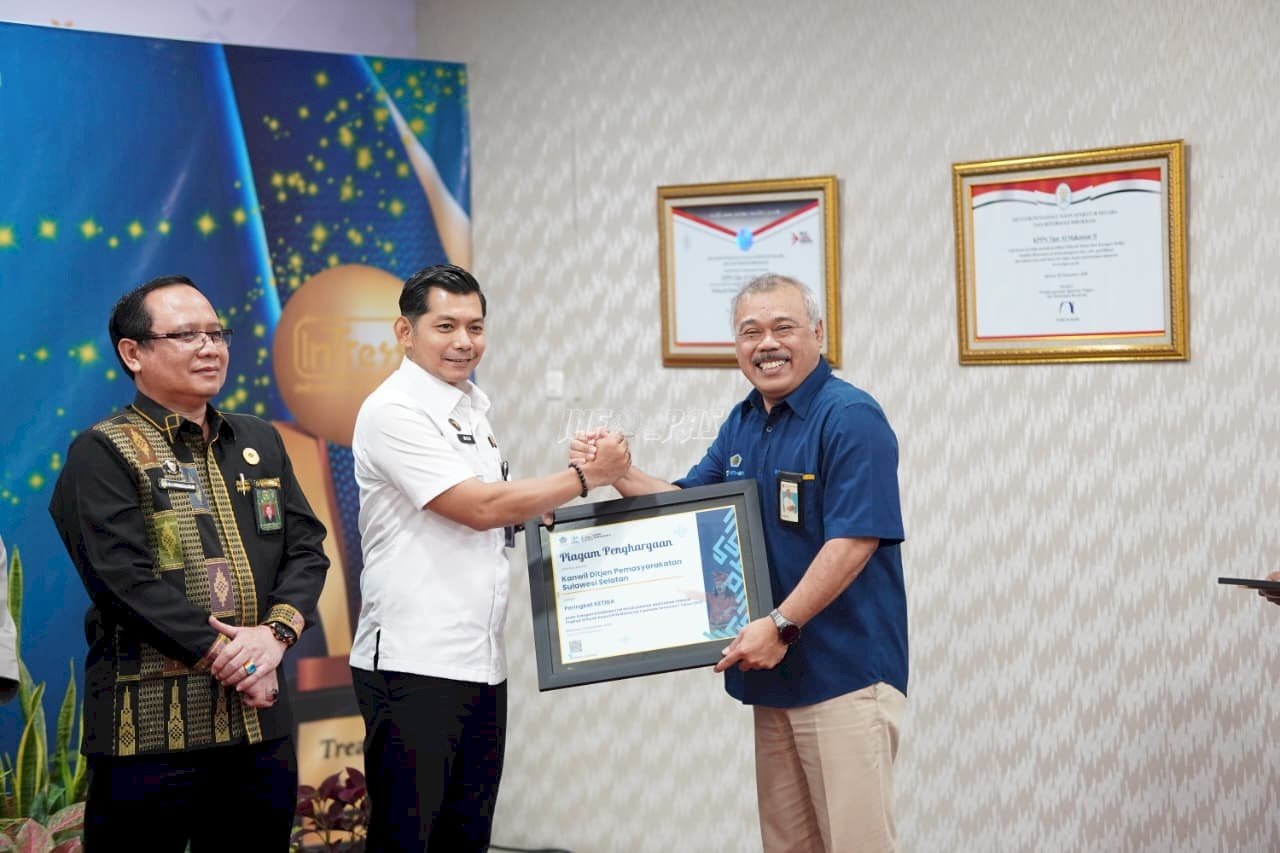 Kanwil Ditjenpas Sulsel Raih Penghargaan Koordinator Pelaksanaan Anggaran Terbaik
