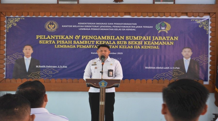 Kalapas Kendal Lantik Kasubsi Keamanan, Ini Pesannya