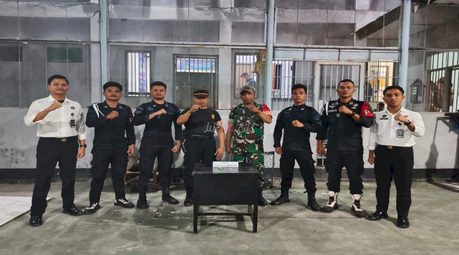 Ciptakan Lingkungan Bersih, Lapas Wahai dan Koramil 1502-05 Gelar Razia Gabungan