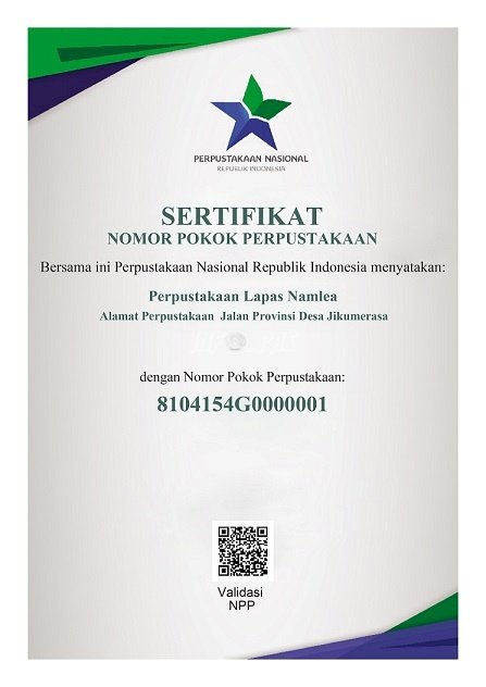 Perkuat Legalitas, Perpustakaan Lapas Namlea Kini Miliki NPP