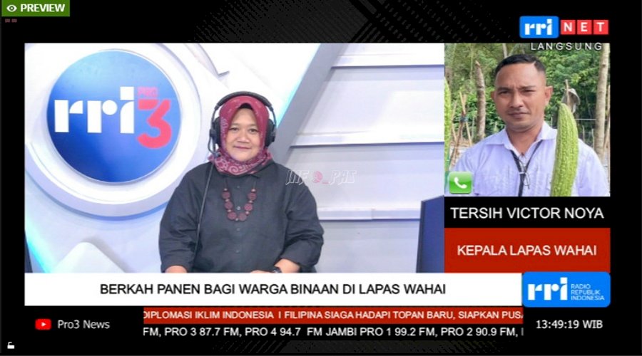 Jadi Narasumber RRI Pro 3 Jakarta, Kalapas Wahai Paparkan Kesuksesan Warga Binaan Dukung Ketahanan Pangan
