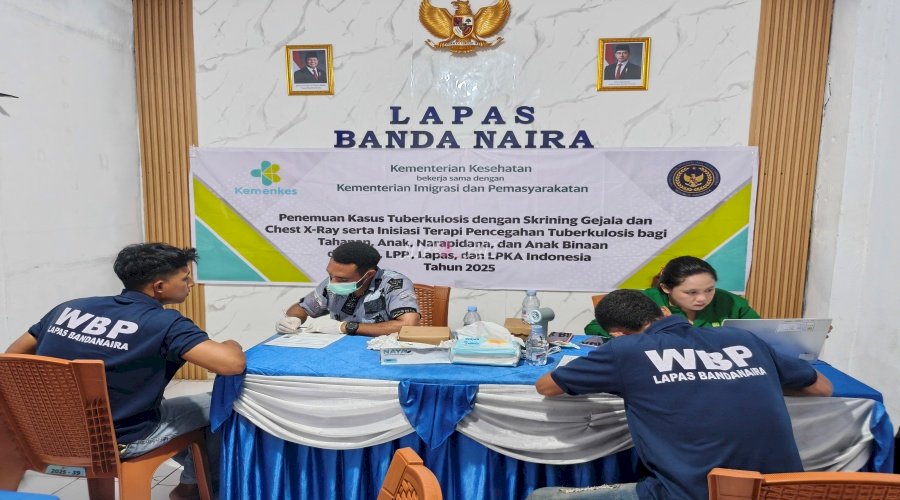 Dukung Cek Kesehatan Gratis, Lapas Bandanaira Gelar Skrining TBC bagi Puluhan Warga Binaan