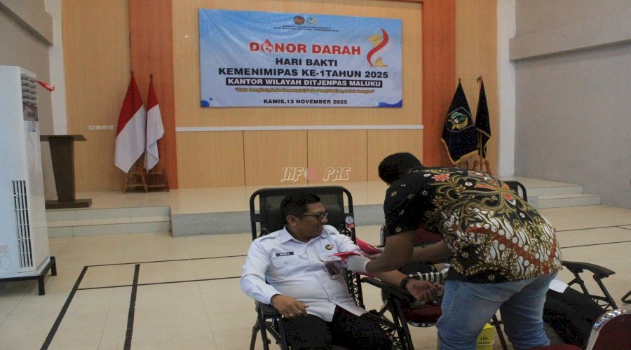 Dukung Aksi Kemanusiaan, Kanwil Ditjenpas Maluku Gelar Kegiatan Donor Darah 