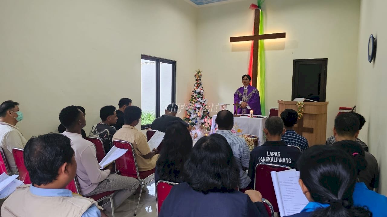 Sambut Natal, Lapas Pangkalpinang Fasilitasi Perayaan Ekaristi Warga Binaan