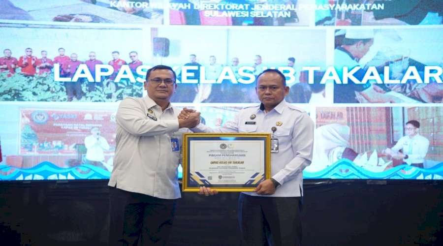 Lapas Takalar Raih Penghargaan UPT Pelaksana Program Pembinaan Terbaik dari Kanwil Ditjenpas Sulsel