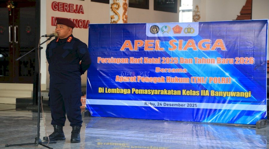 Antisipasi Gangguan Keamanan Nataru, Apel Siaga Lapas Banyuwangi Libatkan APH Lain